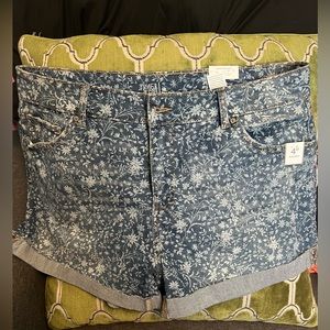 Denim floral shorts